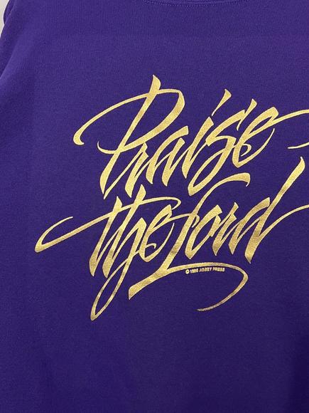 VTG 1995 Abbey Press Praise The Lord Sweatshirt Purple Gold Platinum Sweats XL - Picture 3 of 6